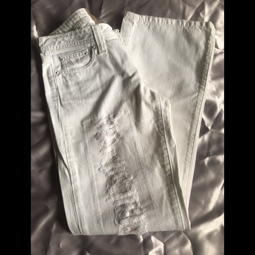 Hippie brand , size 9 authentic white womens  jeans long flare leg - Picture 5 of 16